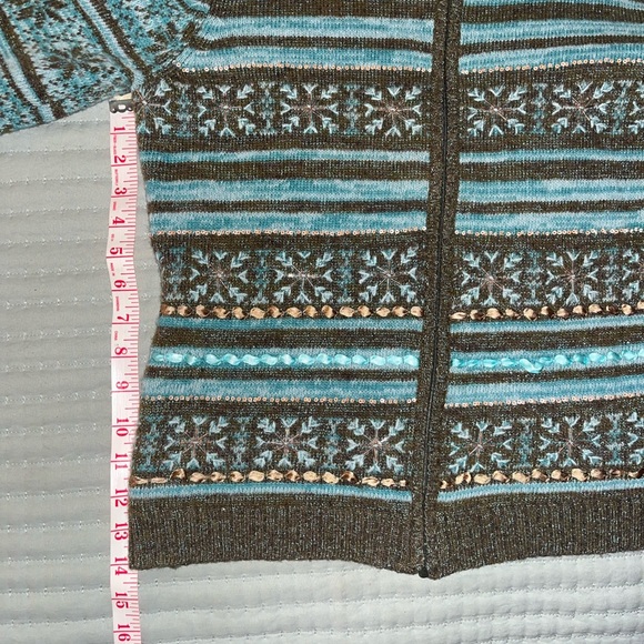 Talbots Zip-Front Sweater w/ Beaded Design - Picture 5 of 7